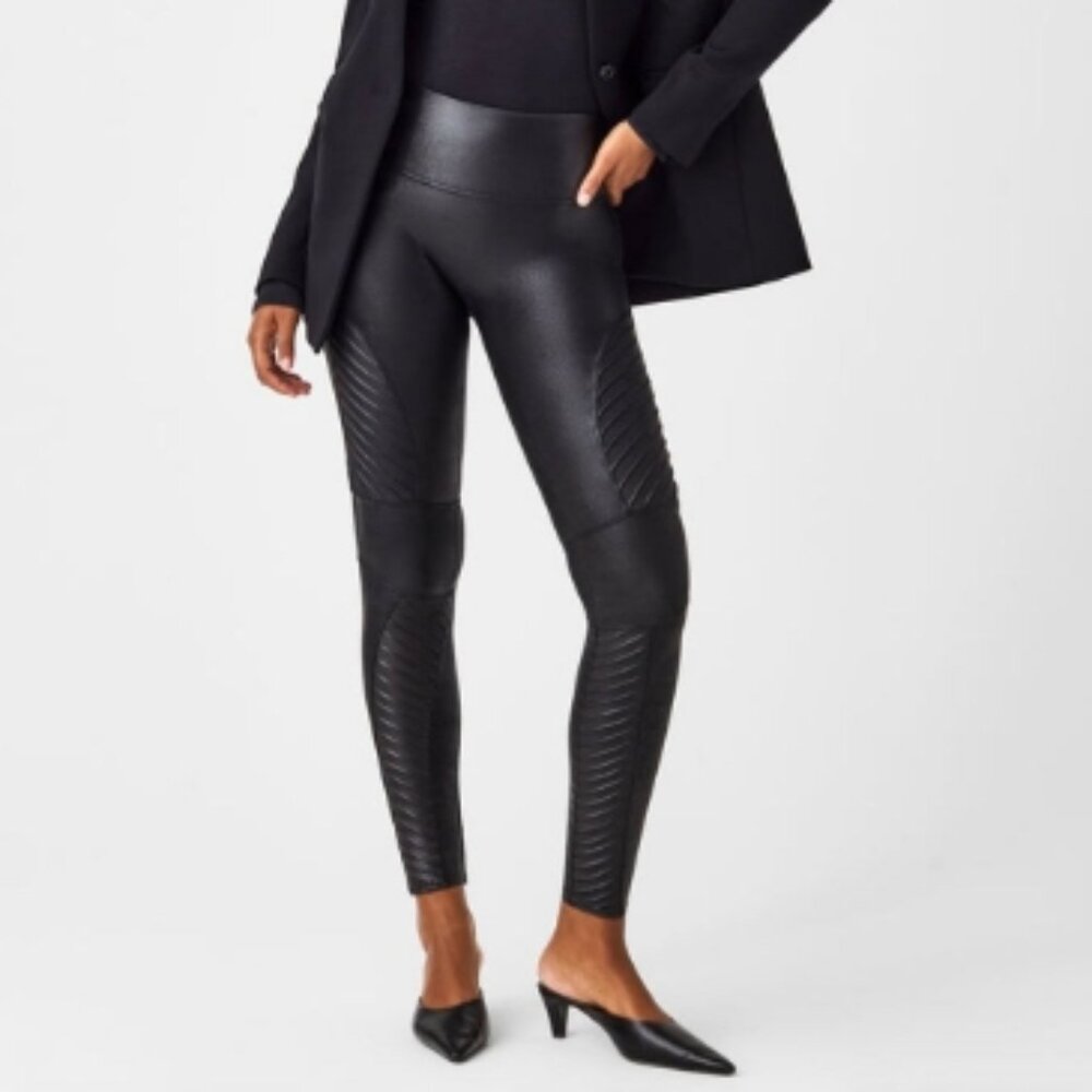 Spanx Faux Leather Moto Leggings‎ Black